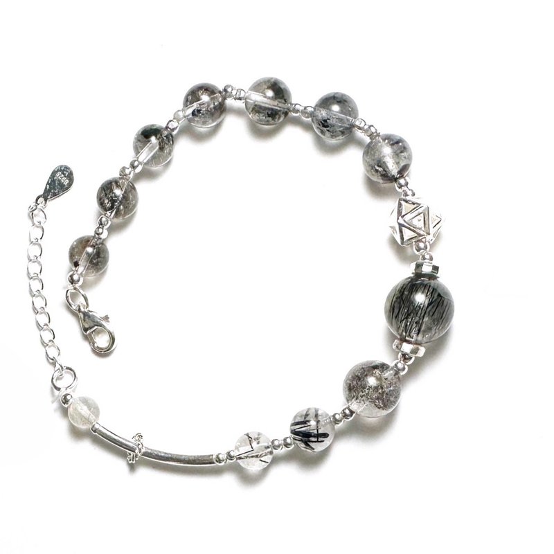 Ink turbulence-high quality sparkling diamond design bracelet - สร้อยข้อมือ - เงิน สีดำ