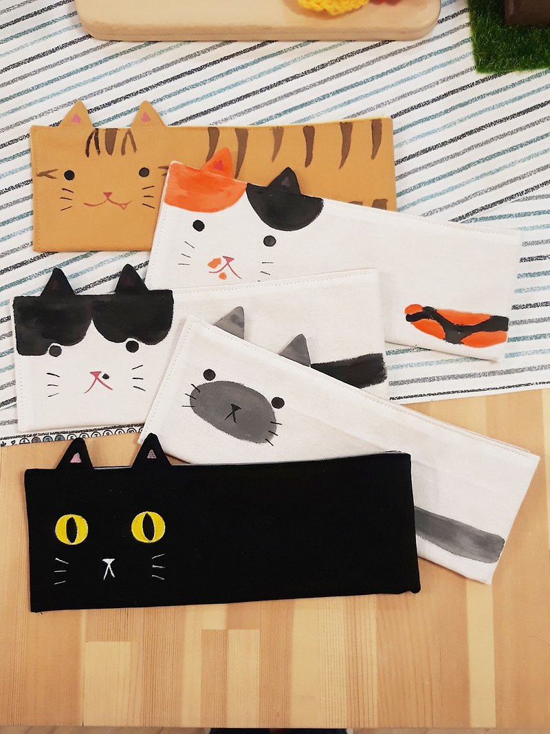 Eco-friendly cat/tableware bag/tableware storage bag/environmental straw bag - กล่องเก็บของ - ผ้าฝ้าย/ผ้าลินิน หลากหลายสี