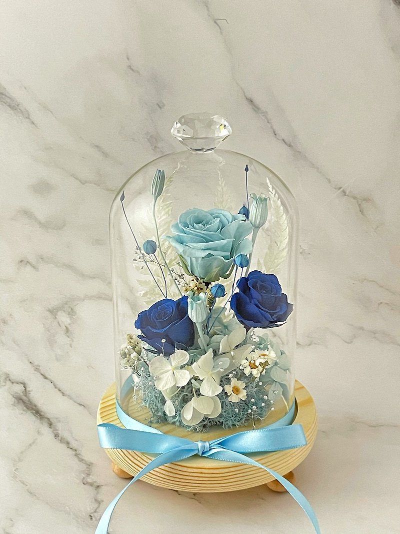Gift/Angel Wings/Blue Series/Glass Cover/Eternal Flowers/Perpetual Flowers/Dry Flowers - Dried Flowers & Bouquets - Plants & Flowers Blue