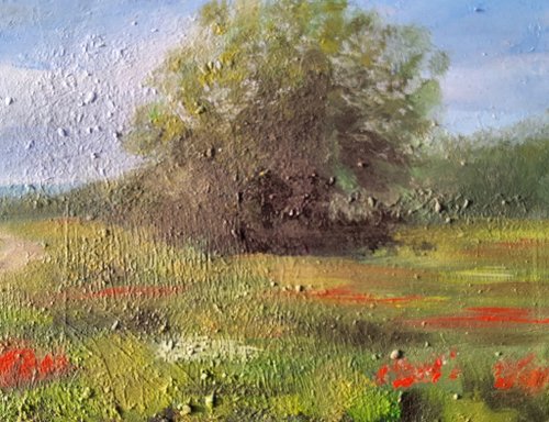 油絵トスカーナ風景 トスカーナの風景画 オリジナル油絵 田園風景 12x16インチ 天使