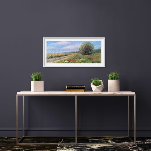 トスカーナの風景画 オリジナル油絵 田園風景 12x16インチ 天使