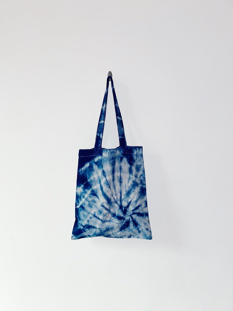 Herring Blue Dye | Blue Dye Tote Bag Canvas Bag Rendering Flower Spot