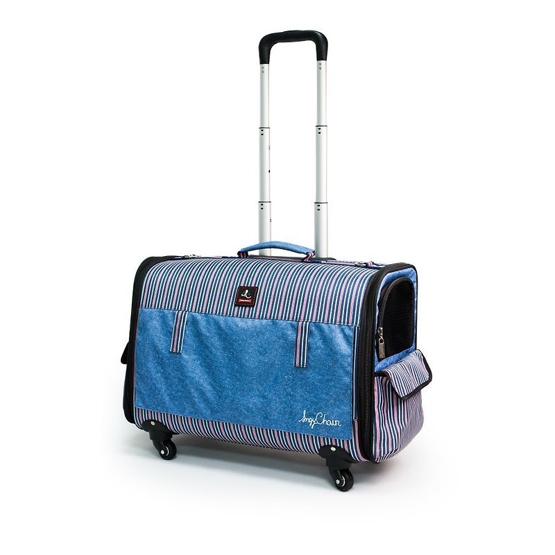 Eight kg pet trolley case_classic stripes - Other - Polyester Blue