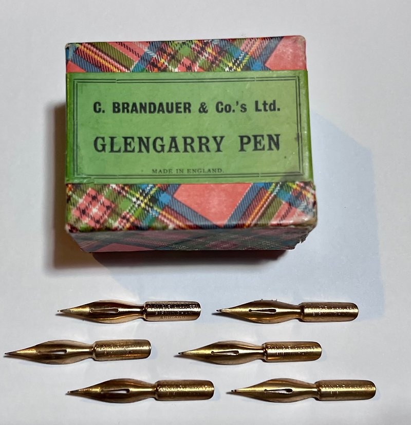Glengarry gold-plated pen nib, Birmingham, England, 1920s by C. Brandauer Company - Dip Pens - Other Metals 