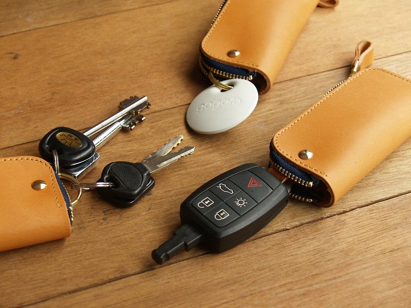 Leather Key Case ( Custom Name ) - Classic Tan - Other - Genuine Leather Yellow
