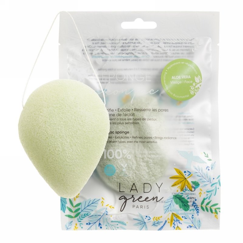 Konjac Face Sponge Aloe Vera - อุปกรณ์เสริมความงาม - วัสดุอีโค สีเขียว