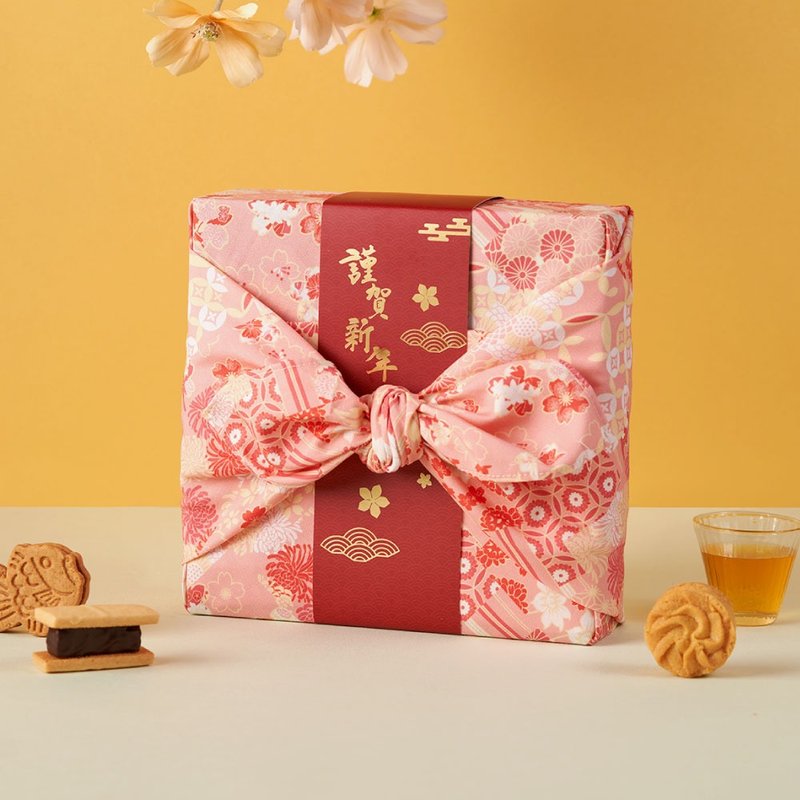 [New Year’s Day Gift Box Pre-Order] Feihan Hanami – Comprehensive Cookie Furoshiki Wooden Box - Handmade Cookies - Fresh Ingredients 