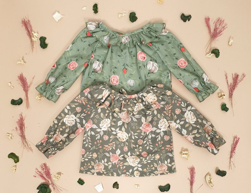 Boho ruffle blouse for baby girl, boho baby girl outfit, bohemian baby clothes - 男/女童裝 - 棉．麻 多色