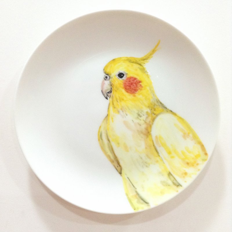 Xuan Fenger - Spot / specials] 6-inch hand-painted porcelain parrot - จานเล็ก - เครื่องลายคราม สีเหลือง