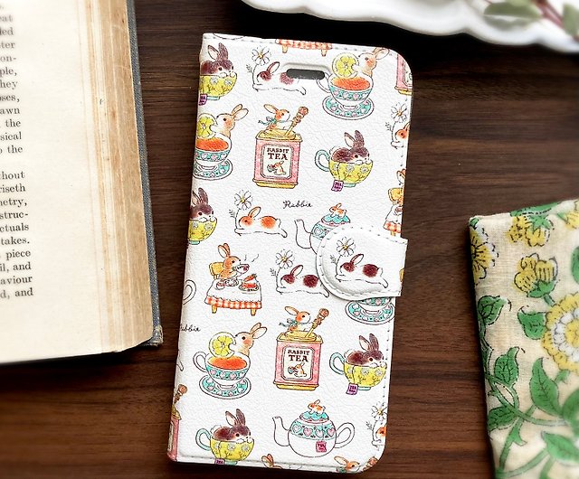 Rabbit Tea Notebook Type Smartphone Case for iPhone and Android