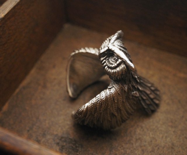 925スターリングシルバー フクロウリング (MW R1030) - ショップ