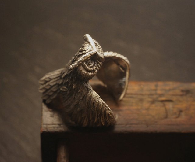 925スターリングシルバー フクロウリング (MW R1030) - ショップ