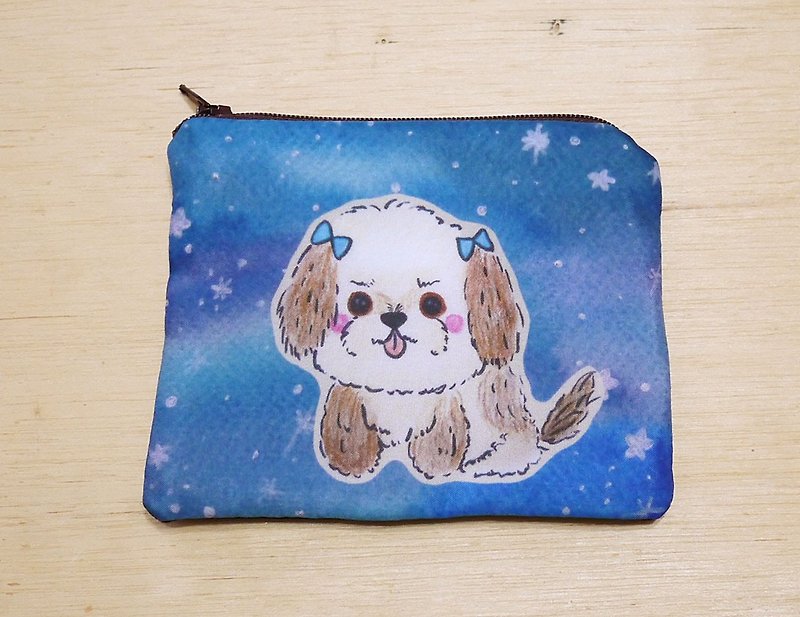 {Customizable handwritten name} Hand-painted rendering watercolor style pattern Shih Tzu Key Case Coin Purse Card Case - Coin Purses - Other Materials Multicolor