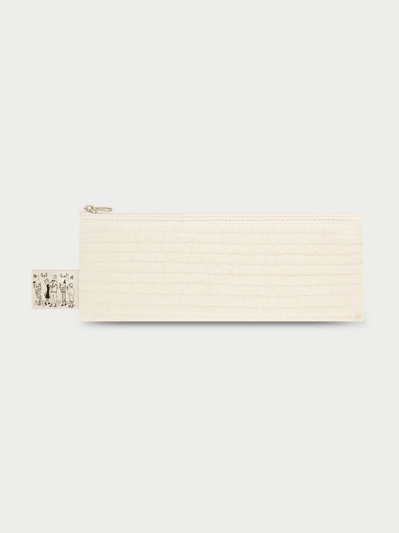 Quilted Long Pouch (Vanilla) - 鉛筆盒/筆袋 - 棉．麻 白色