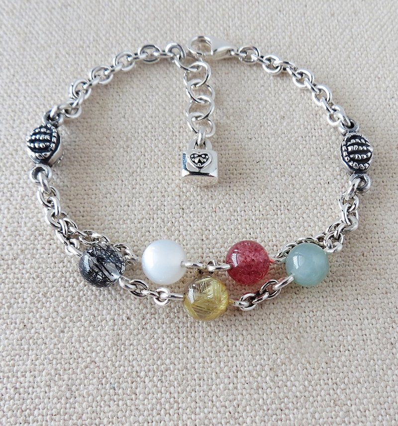 Sterling silver**fashion [lucky lock] Lucky Lucky Five Beads bracelet**** increase overall fortune - Bracelets - Gemstone Multicolor