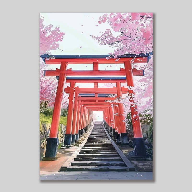 日本風景明信片・伏見稻荷大社、京都・日本製造・送禮、裝飾 - 卡片/明信片 - 紙 