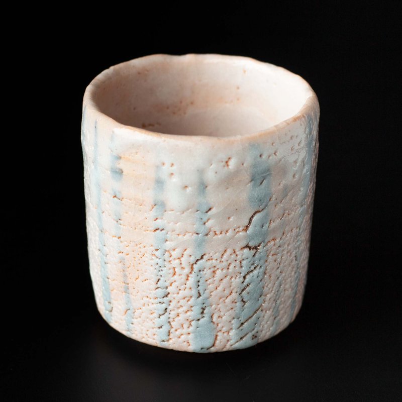 志野釉 - 十草模様の美濃焼の湯のみ - 茶壺/茶杯/茶具 - 陶 白色