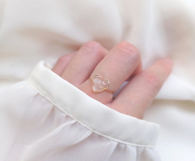 petit heart ring 天然石のハートリング NO.01 ( ローズクォーツ