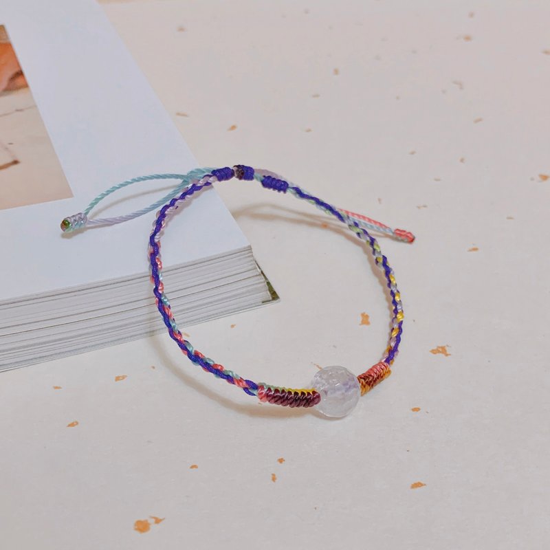 カラフルなロープシリーズの鑑賞のために売り切れ-パープルクリスタルヴィンテージ手織りロープブレスレットエネルギーギフト - ブレスレット - クリスタル 多色