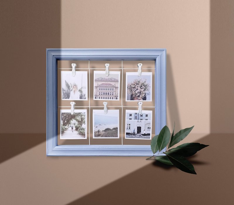 Galaxy Photo clip frame wall hang photos gallery BABY BLUE color - Picture Frames - Wood Blue