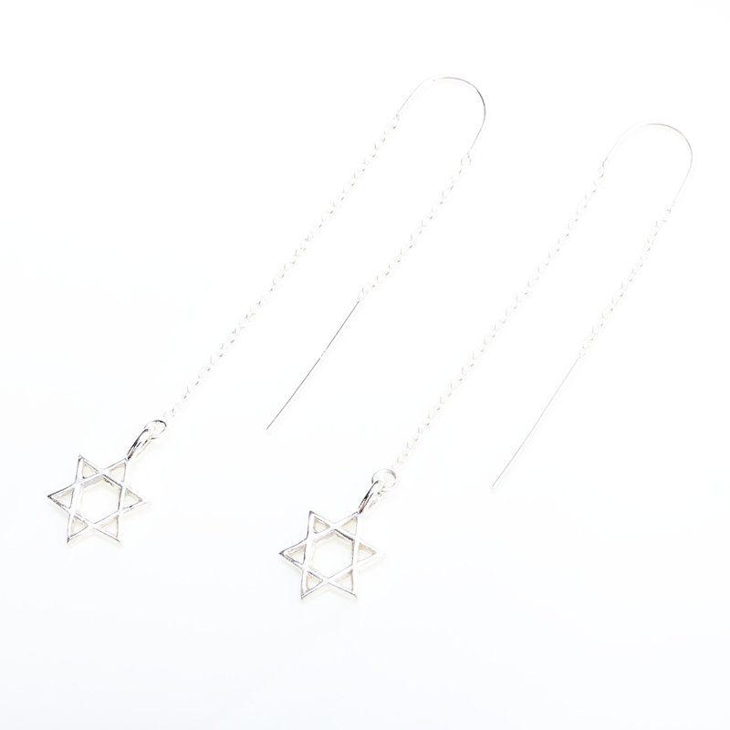 Meteor Hexagram s925 sterling silver earrings Valentine's Day Birthday gift - ต่างหู - เงินแท้ สีดำ