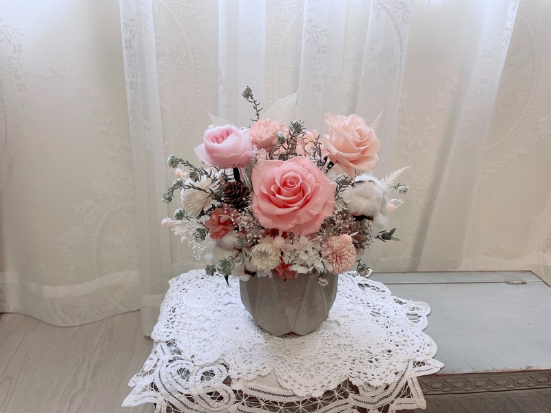 夕陽美景  永生花 桌上盆花 喬遷 開幕花禮 盆花 - 植栽/盆栽 - 植物．花 粉紅色