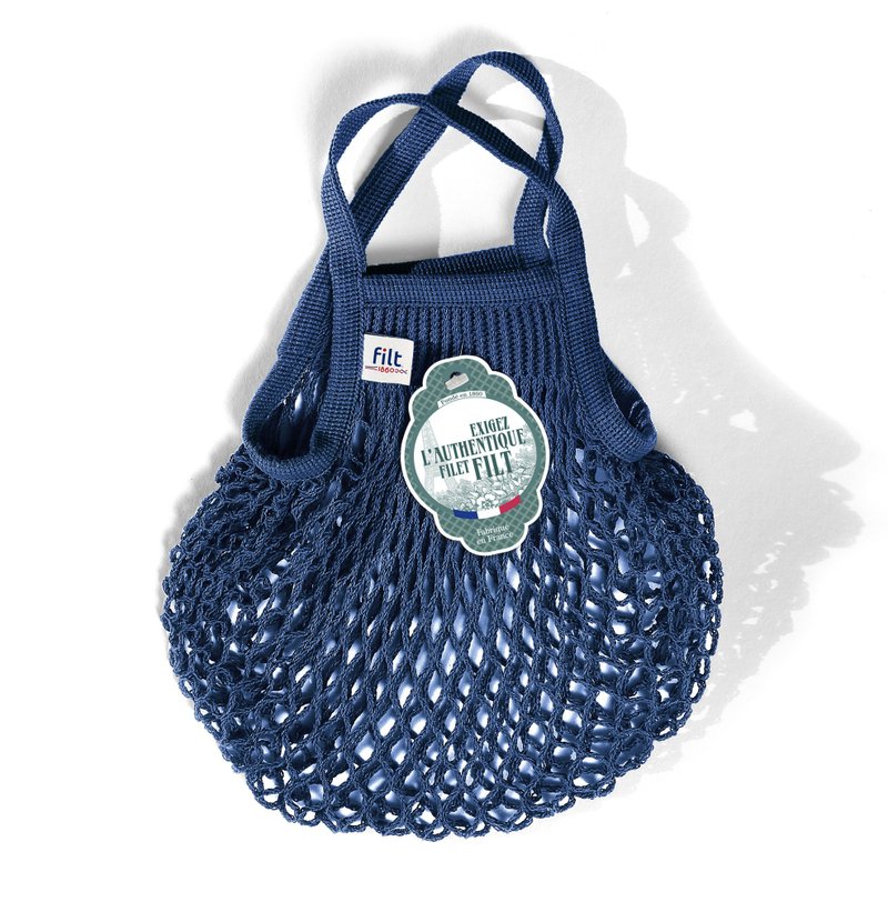 French Filt mesh bag deep blue Bleu Ink - กระเป๋าถือ - ผ้าฝ้าย/ผ้าลินิน 