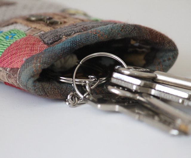 Quilted Key Holder, House Shape Fabric Car key pouch, Soft fabric