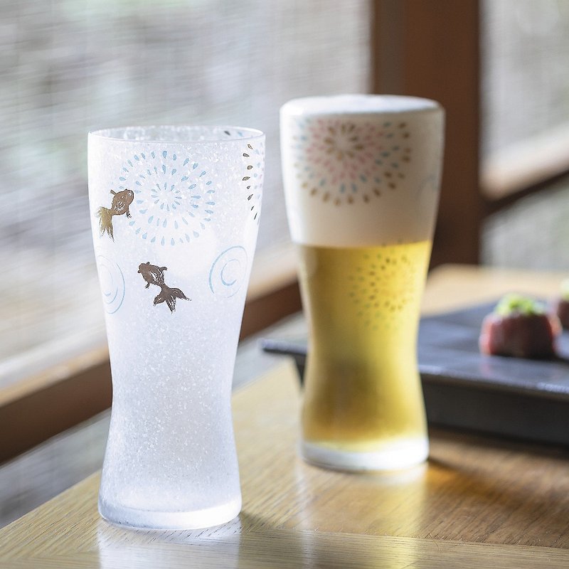Japan ADERIA Snow Rabbit/Firework Goldfish/Bo Chidori Cup 2 into Gift Box Set 310ml/3 Types in Total - Bar Glasses & Drinkware - Glass Transparent