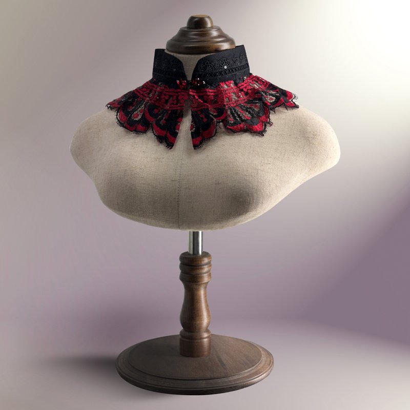 朱鸝展翅蕾絲雲肩 - 旗袍/改良式旗袍 - 其他材質 紅色