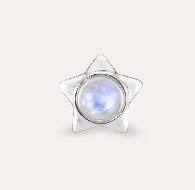 AND Moonstone Blue Round 7mm Pendant Metamorphosis Series Chiko P Natural Gemstone - สร้อยคอ - เงิน สีน้ำเงิน