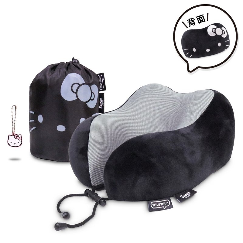 murmur 山丘頸枕 (附收納袋)│hello kitty (低調黑) | 附吊飾 - 頸枕/午睡枕 - 聚酯纖維 黑色