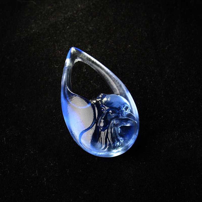 Stone monkey playing glass-limited edition blue glass | Chiayi - Charms - Glass Blue