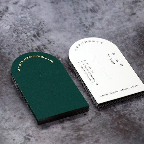 小蒔光設計 Le Temps Card 質感名片/厚磅雙色對裱/拱形扎型/燙金/打凸/凸版印刷－100張