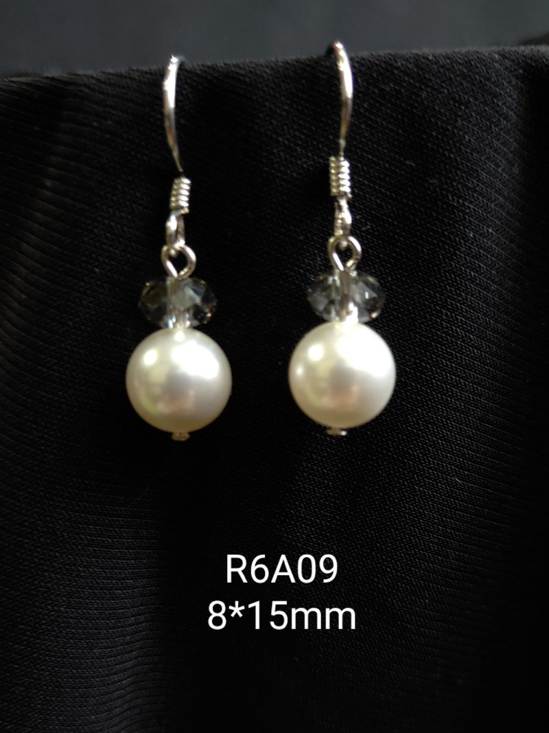 *我是設計*R6A09施華洛世奇水晶.珍珠耳環 - 耳環/耳夾/耳骨夾 - 珍珠 