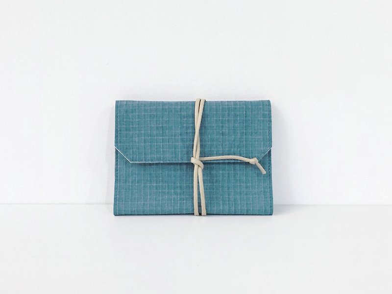 A6 strappy cloth book__night gray blue__*washable*with pen insert * pocket - Notebooks & Journals - Cotton & Hemp Blue