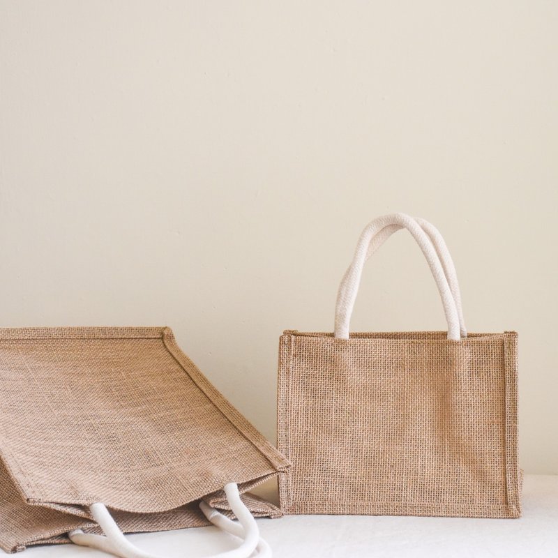 Shijian Culture Handmade Waterproof Tote Bag Burlap Bag - กระเป๋าถือ - ผ้าฝ้าย/ผ้าลินิน 