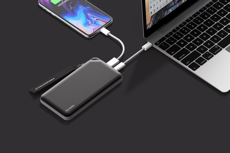 【FREE USB-C to iPhone Mfi Cable】Plank 10000mAh Powerbank | BLACK - Chargers & Cables - Other Materials Black