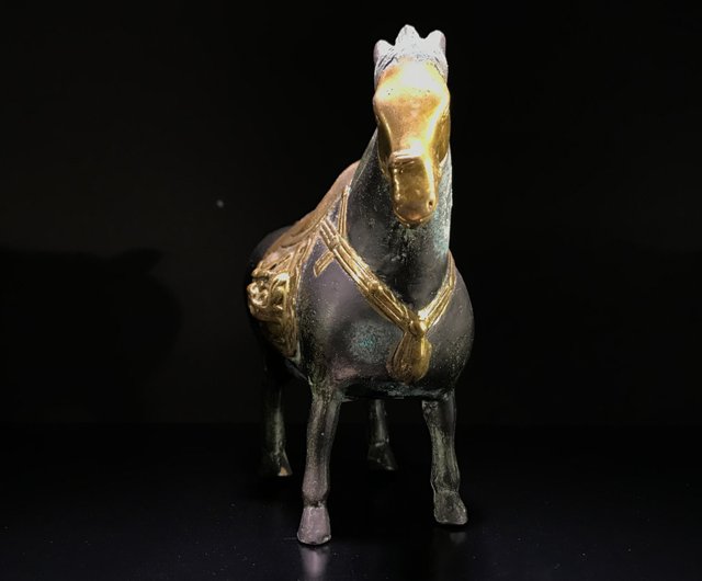 鎏金銅馬青銅馬鎏金銅雕風水擺件古青銅器古玩馬到成功山奇藝術｜擺飾