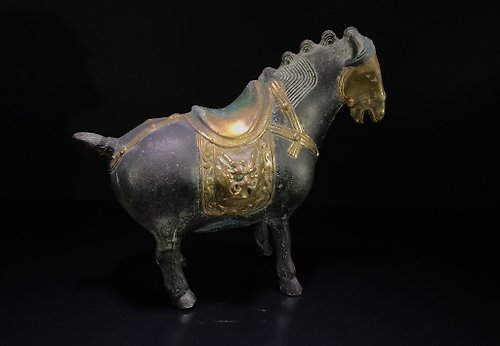 鎏金銅馬 青銅馬 鎏金銅雕 風水擺件 古青銅器 古玩 馬到成功