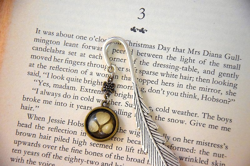Vintage Style Dried Leaf Silver Feather Bookmark - ที่คั่นหนังสือ - โลหะ 