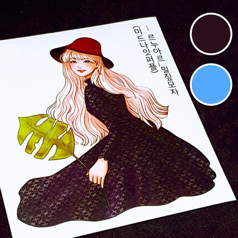 Renoir Straw Hat (2colors) 11 (honne market) person sticker girl blackraccoon - 貼紙 - 紙 