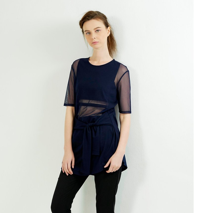 Designer brand FromClothingOf - see-through patchwork strappy top - Women's Tops - Other Materials Blue