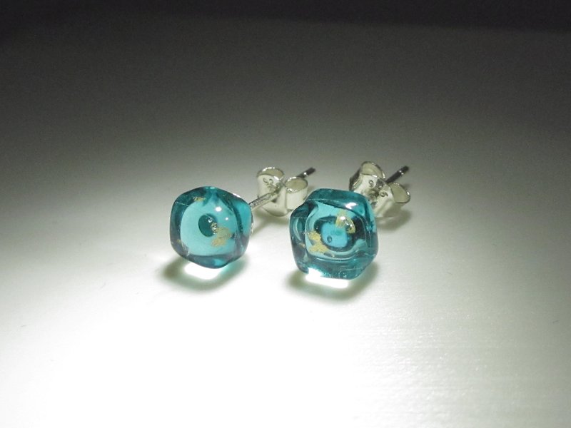 × | Gold Foil Series | × Glass Earrings - STG Lake Green - [] type - Earrings & Clip-ons - Glass Green