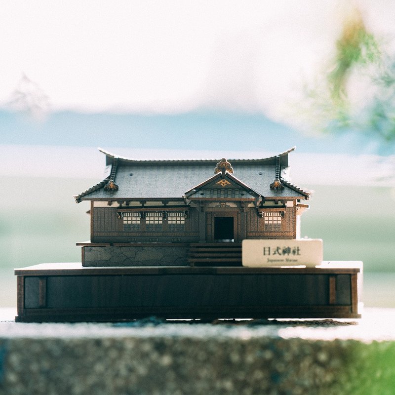 【 DIY 手作】微縮模型-日式神社 東堂 收藏品 日本建築 立體拼圖 - 裝飾/擺設  - 木頭 咖啡色