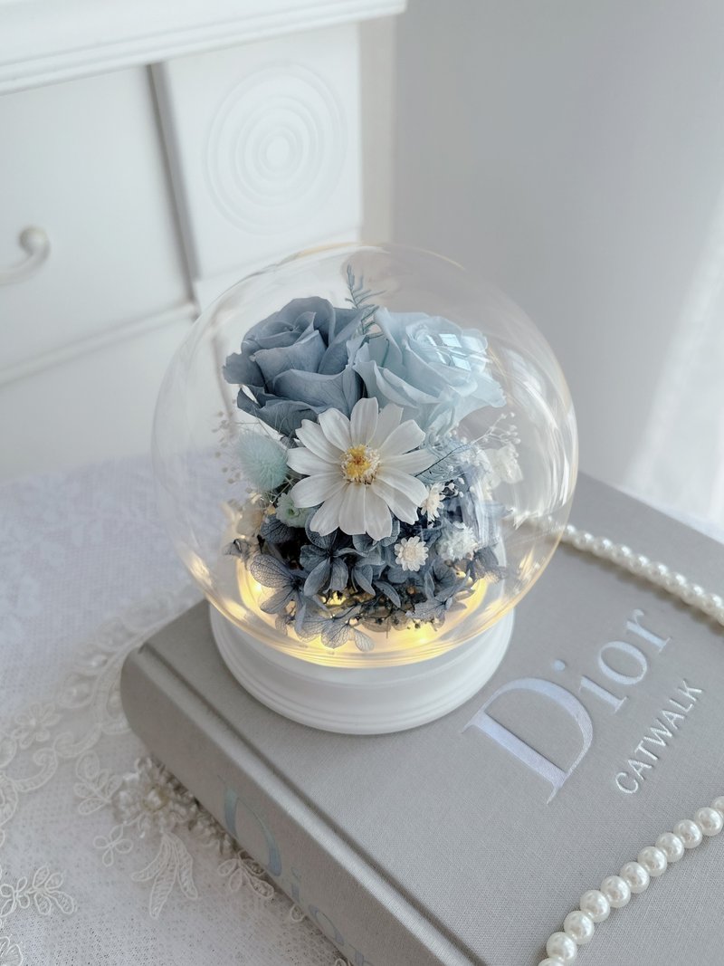 Everlasting flower pat lamp glass cup-Sky City - Dried Flowers & Bouquets - Plants & Flowers Blue