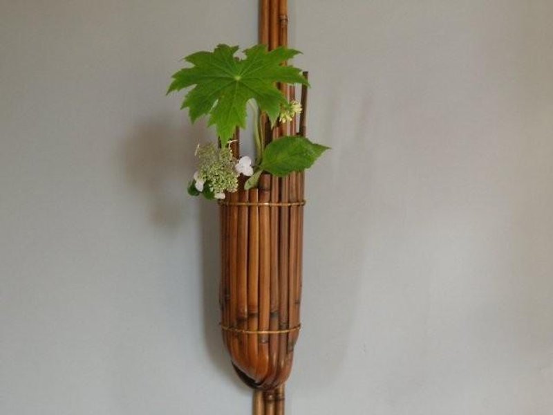 籬組　掛け花籠 - 置物 - 竹製 