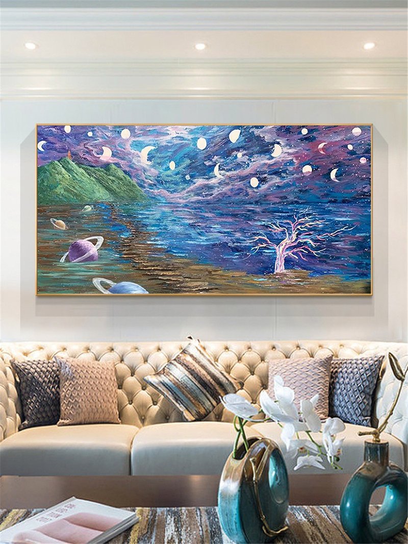 Abstract painting on Canvas sky painting Wall Art or Living Room home decor - Posters - Linen 