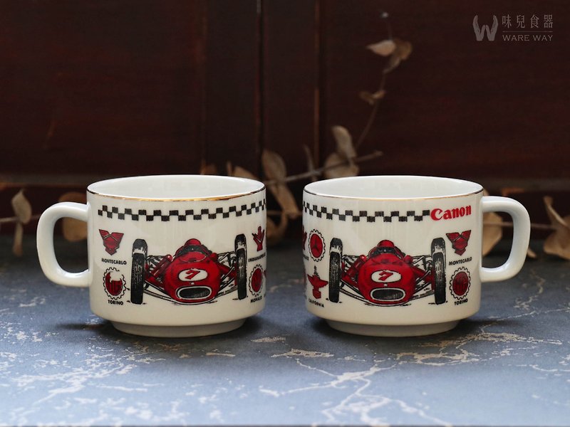 Early printing thick coffee cup-racer (tableware/old objects/old pieces/Datong/ceramics) - Mugs - Pottery Red