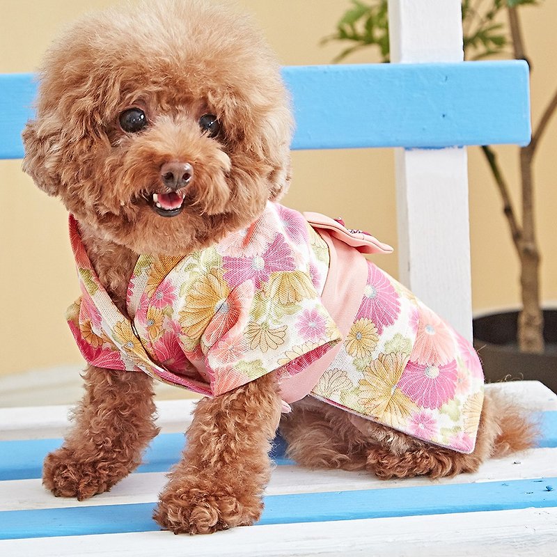 Pet Clothes Bathrobe Kimono - ชุดสัตว์เลี้ยง - ผ้าฝ้าย/ผ้าลินิน สึชมพู